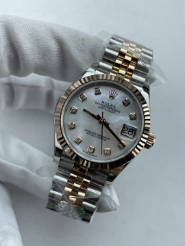 (준비완료/특급배송)NO.3696/롤렉스 데이저스트 31mm 여성용 시계 로즈골드 콤비 자개다이얼 플루티드 베젤 쥬빌레 밴드 (QP공장)